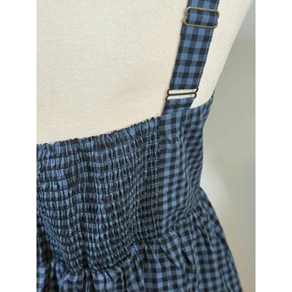 Marine Layer Demi Poplin Midi Dress Medium Blue Gingham Pima Cotton NWT - Picture 7 of 13